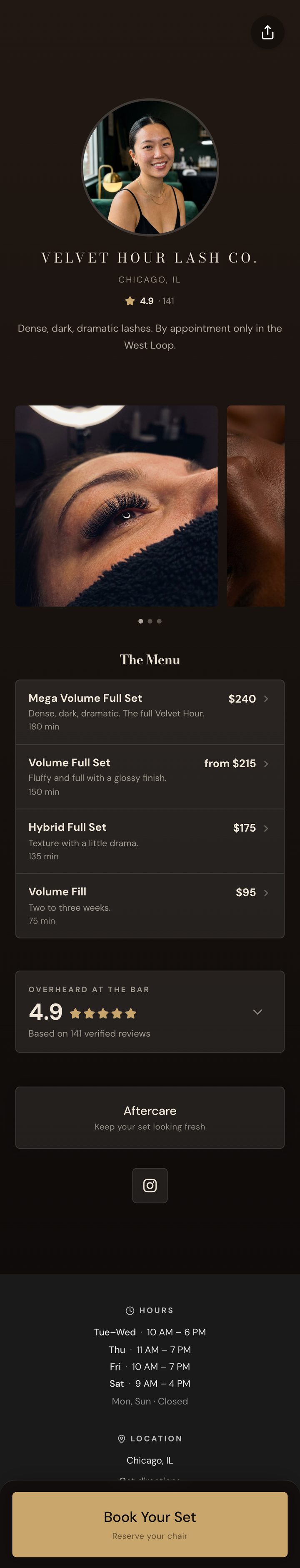 Velvet Hour Lash Co., designed by Claude