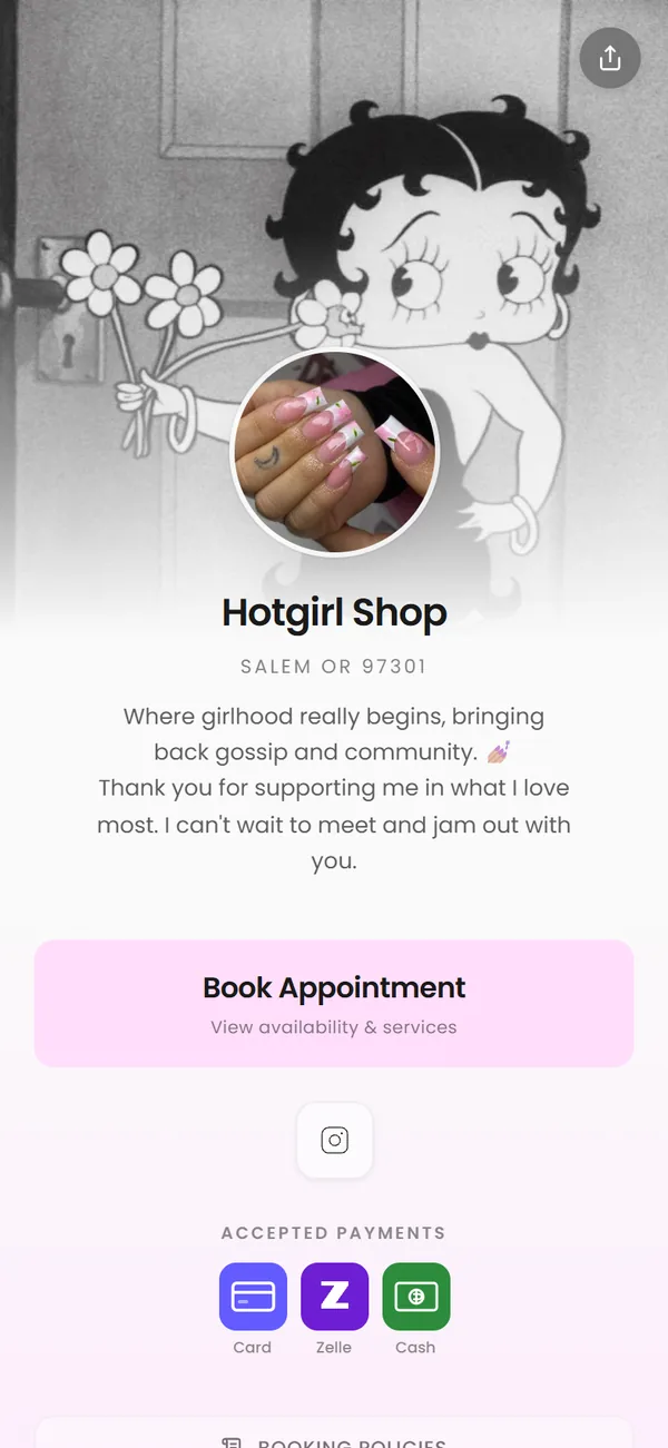 h0tgirl, a real Besmi booking page