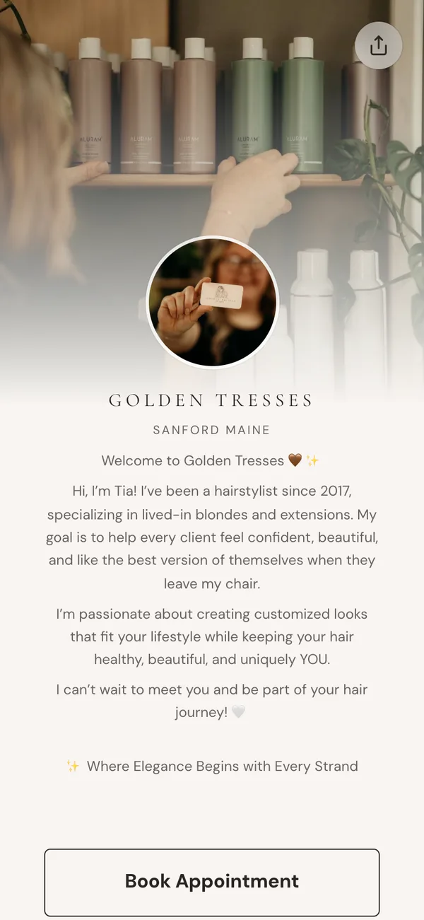 goldentresses, a real Besmi booking page