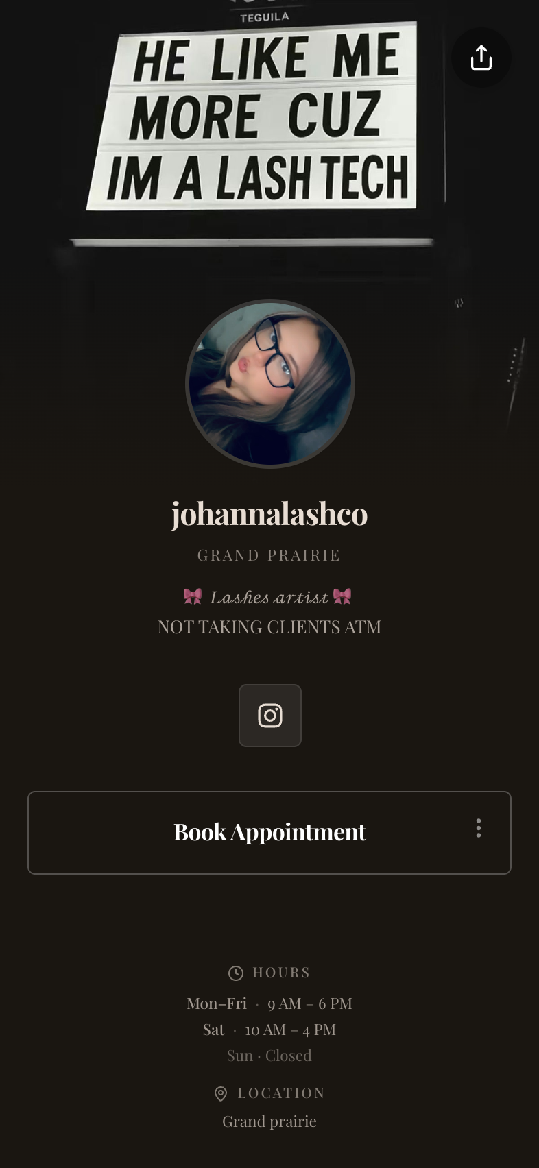 johannalashco — a real Besmi booking page