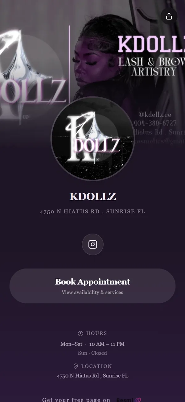 kdollz, a real Besmi booking page