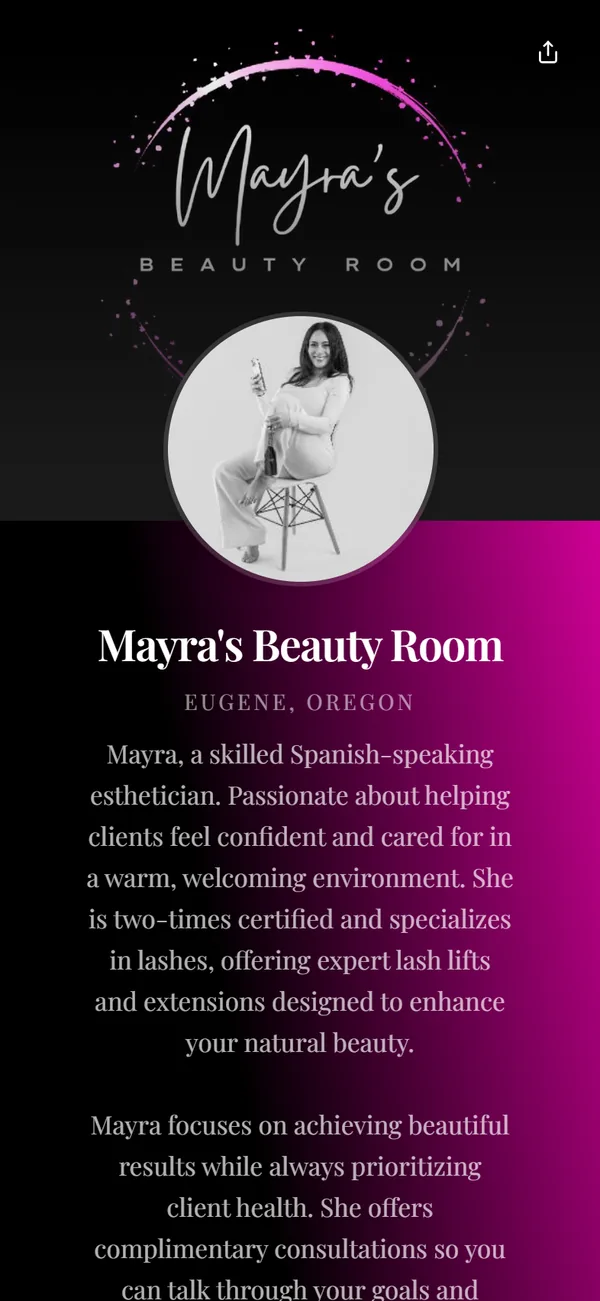 mayrasbeautyroom, a real Besmi booking page