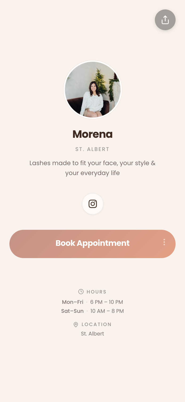 morena — a real Besmi booking page