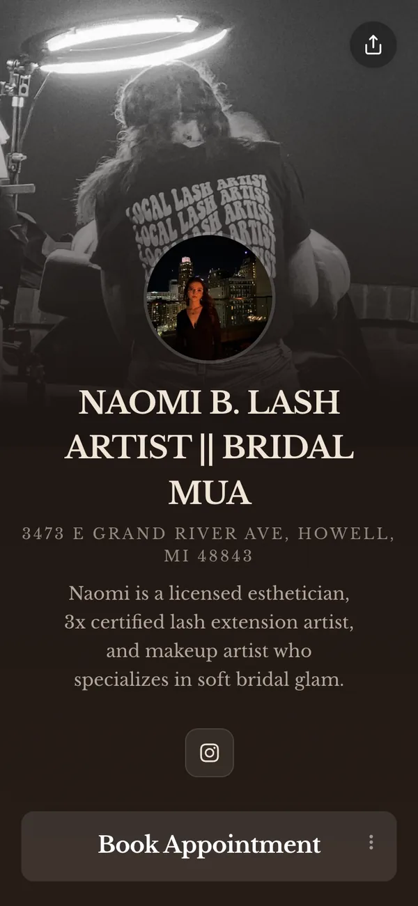 naomib, a real Besmi booking page