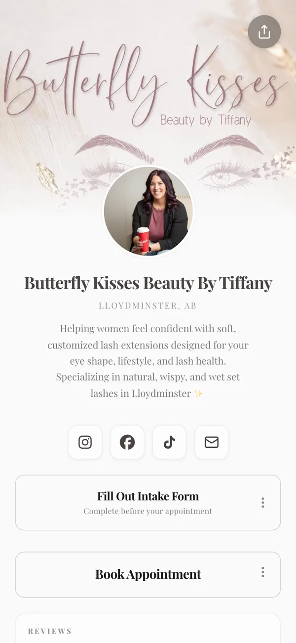tiffanyeileenbeauty, a real Besmi booking page